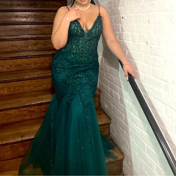 mermaid tail formal dress Windsor Tara Formal Satin Lace-Up Mermaid Dress in Navy Blue | Size: XL